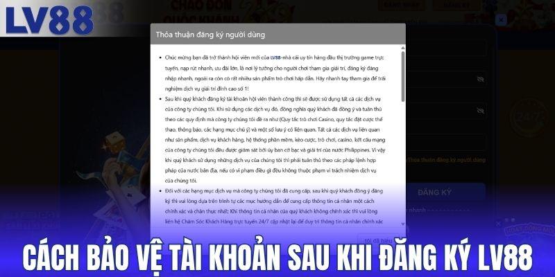Cách bảo vệ tài khoản sau khi đăng ký LV88