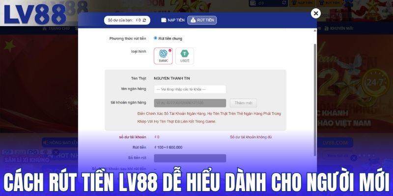Cách rút tiền LV88 dễ hiểu dành cho người mới