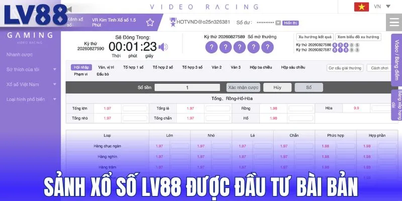 Sảnh xổ số LV88 được đầu tư bài bản